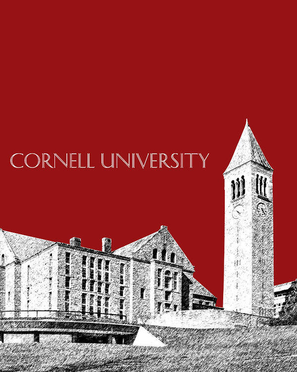 University Poster featuring the digital art Cornell University - Dark Red by DB Artist