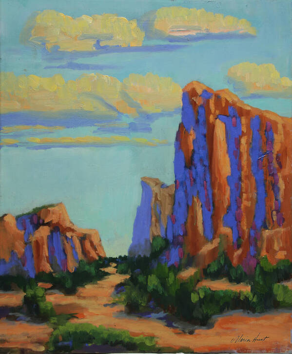 Sedona Poster featuring the painting Courthouse Rock in Sedona by Maria Hunt