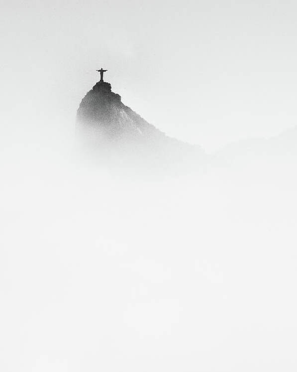 Brazil Poster featuring the photograph Cristo In The Mist by Trevor Cole