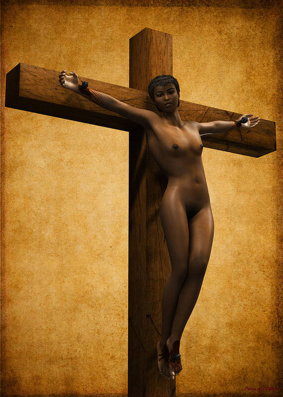 Crucified Black Woman Poster by Ramon Martinez.