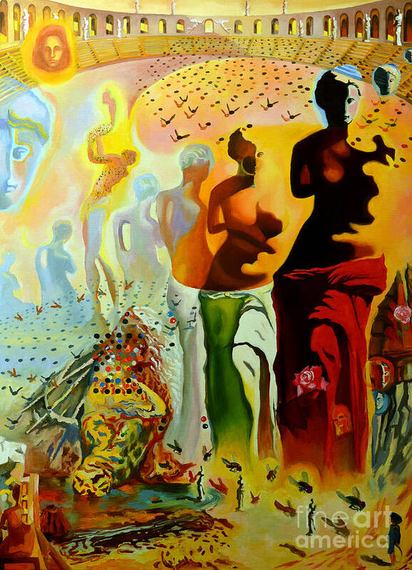Salvador Dali Poster featuring the painting Dali Oil Painting Reproduction - The Hallucinogenic Toreador by Mona Edulesco