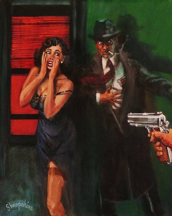  Art Noir Poster featuring the painting Deadly Surprise by Tom Shropshire