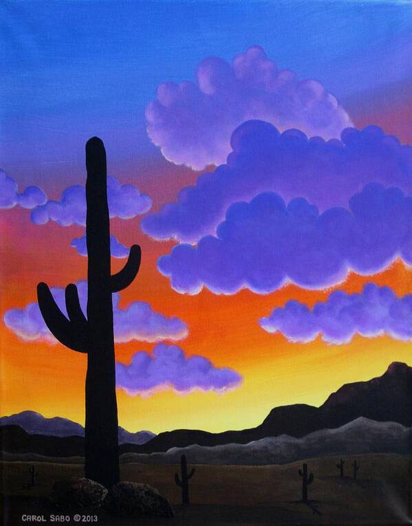 Desert Poster featuring the painting Desert Sunset by Carol Sabo