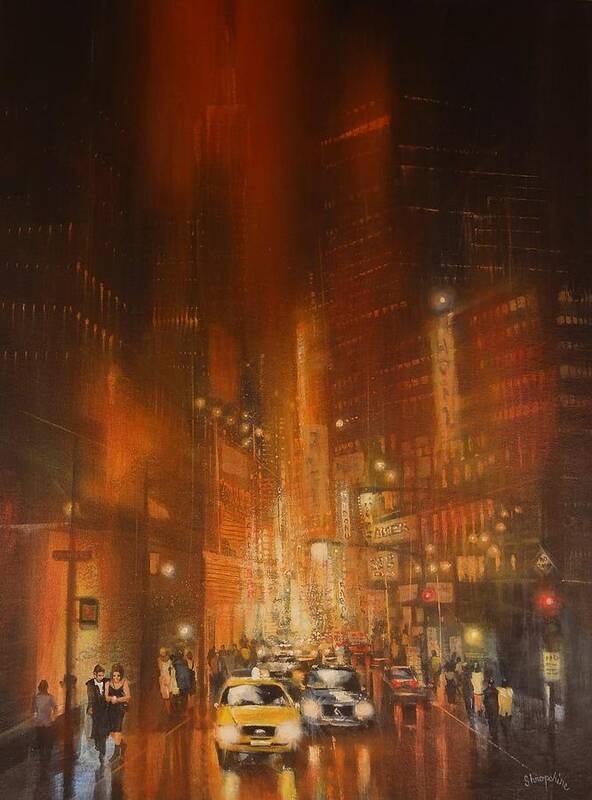  Chicago Poster featuring the painting Downtown Chicago by Tom Shropshire
