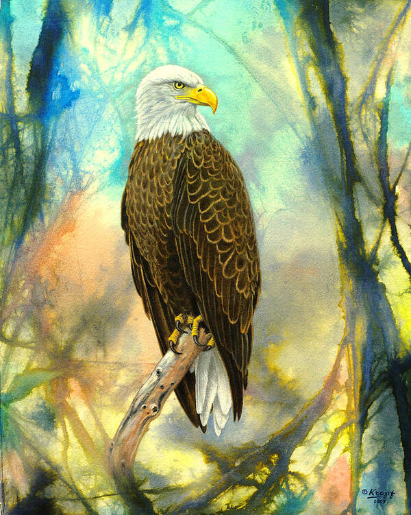 Wildlife Poster featuring the painting Eagle in Abstract by Paul Krapf