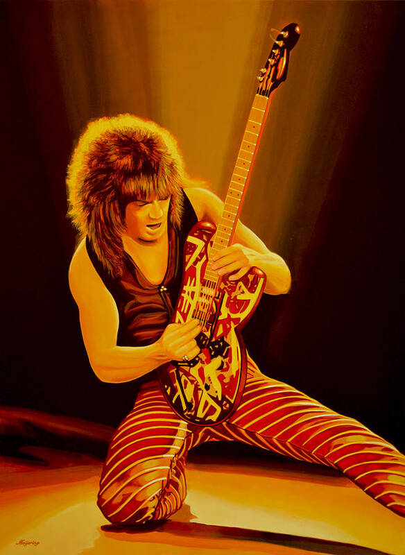 Eddie Van Halen Poster featuring the painting Eddie van Halen Painting by Paul Meijering