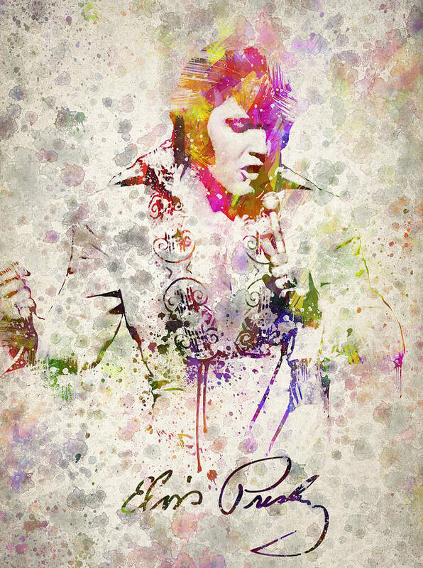 Elvis Presley Poster featuring the drawing Elvis Presley by Aged Pixel