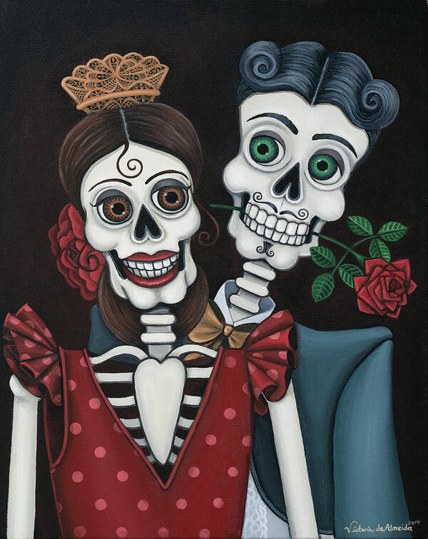 Day Of The Dead Poster featuring the painting Every Juan Loves Carmen by Victoria De Almeida