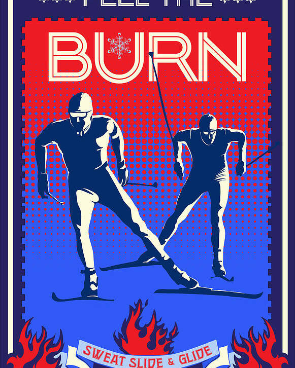 Cross Country Skiing Poster featuring the painting Feel the Burn XSki by Sassan Filsoof