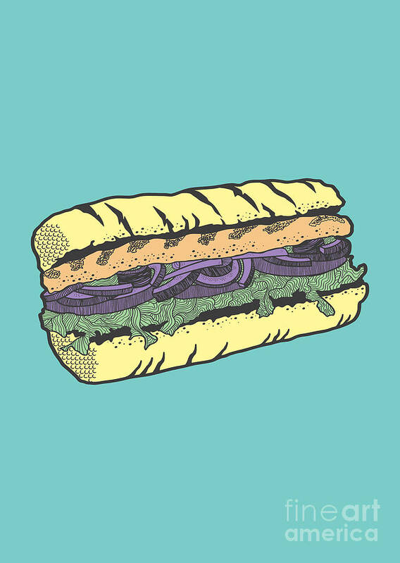 Sandwich Poster featuring the drawing Food masquerade by Freshinkstain