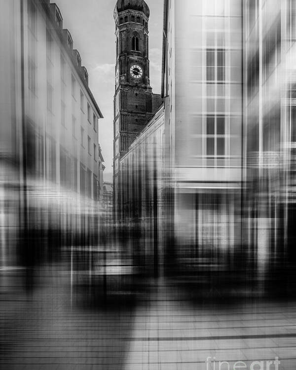 People Poster featuring the photograph Frauenkirche - Muenchen V - bw by Hannes Cmarits