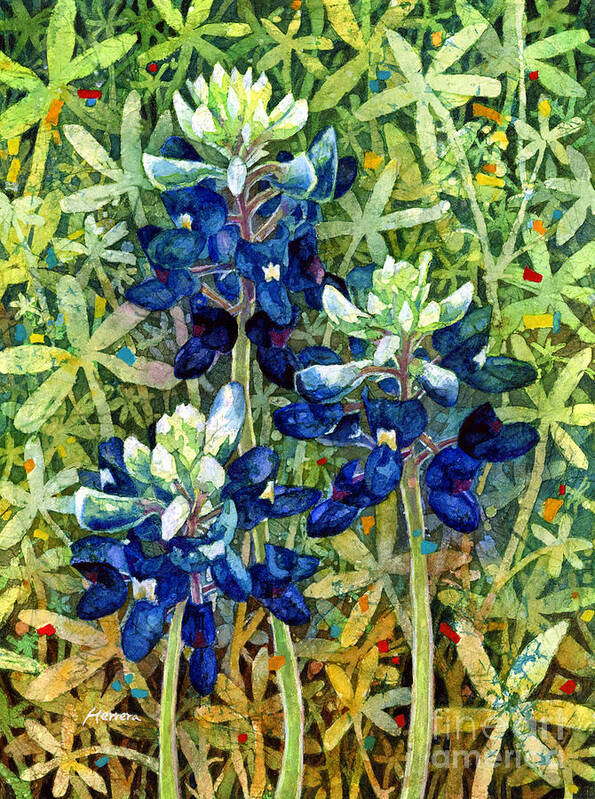Bluebonnet Poster featuring the painting Garden Jewels I by Hailey E Herrera