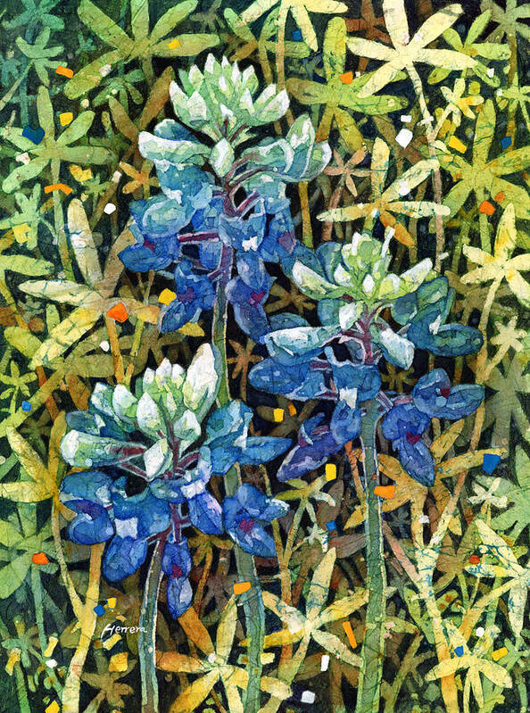 Bluebonnet Poster featuring the painting Garden Jewels II by Hailey E Herrera