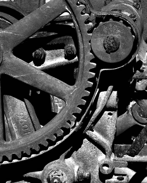 Gears Poster featuring the photograph Gears by Larry Bohlin