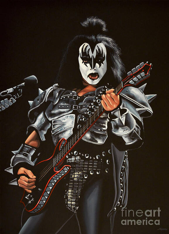 Kiss Poster featuring the painting Gene Simmons of Kiss by Paul Meijering