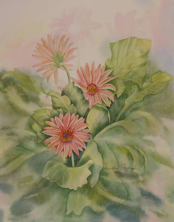 Gerbera Poster featuring the painting Gerbera by Heather Gallup