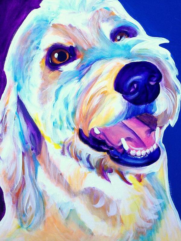 Dog Poster featuring the painting Goldendoodle - Penny by Dawg Painter