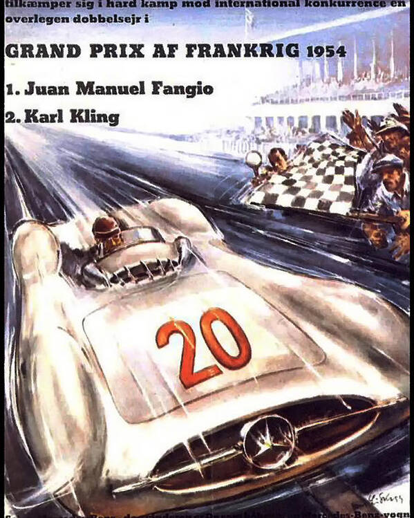 Grand Prix Af Frankrig Poster featuring the digital art Grand Prix F1 Reims France 1954 by Georgia Fowler