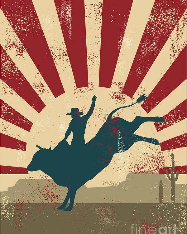 Country Poster featuring the digital art Grunge Rodeo Postervector by Seita