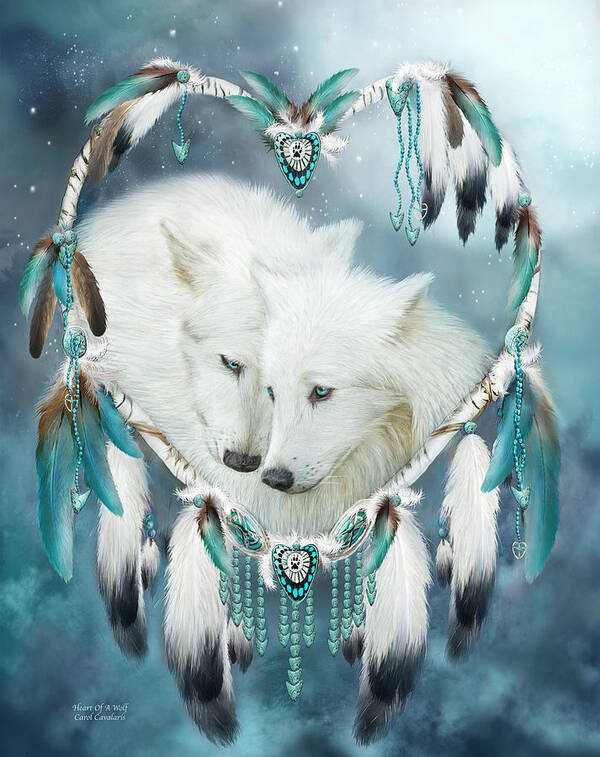 Carol Cavalaris Poster featuring the mixed media Heart Of A Wolf by Carol Cavalaris
