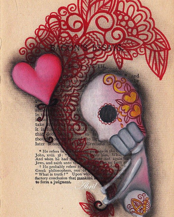 Day Of The Dead Poster featuring the painting Holding On by Abril Andrade