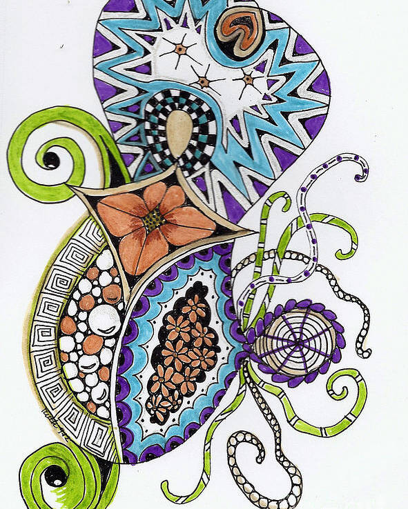 Zentangle Poster featuring the mixed media Honey Bee by Ruth Dailey
