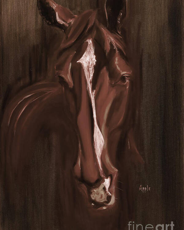 Horse Poster featuring the painting Horse Apple warm brown by Go Van Kampen