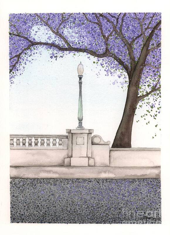Jacaranda Poster featuring the painting Hyperion Bridge by Hilda Wagner