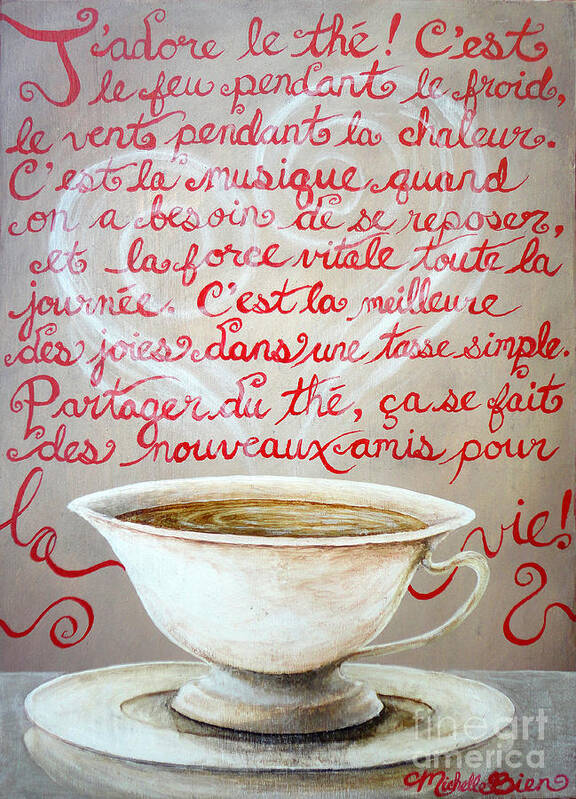 Tea Poster featuring the painting I Love Tea by Michelle Bien