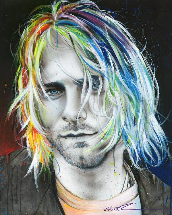 Kurt Cobain Poster featuring the painting In Debt for My Thirst by Christian Chapman Art
