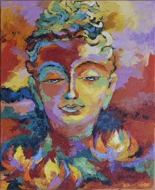 Buddha Poster featuring the painting Introspection by Jyotika Shroff