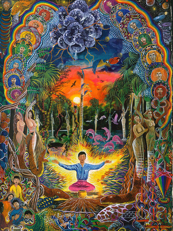 Pablo Amaringo Poster featuring the painting Jehua Supai by Pablo Amaringo
