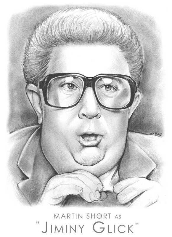 Celebrities Poster featuring the drawing Jiminy Glick by Greg Joens