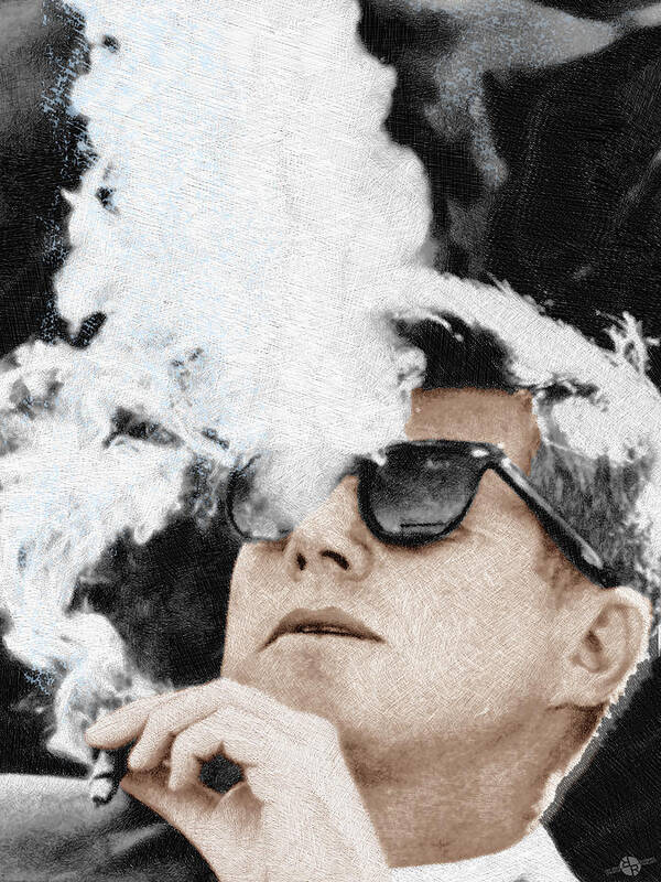 President Poster featuring the painting John F Kennedy Cigar and Sunglasses by Tony Rubino
