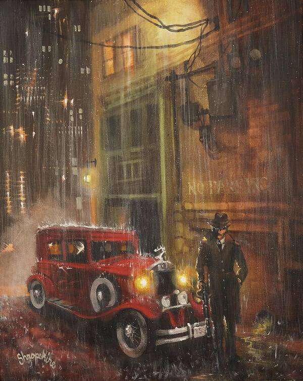 Mobsters Poster featuring the painting Keep the Motor Running by Tom Shropshire