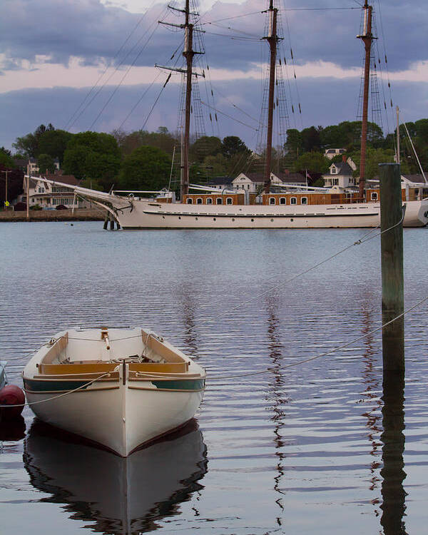 Rowboat Poster featuring the photograph Kindred Spirits - Boat Reflections on the Mystic River by Kirkodd Photography Of New England