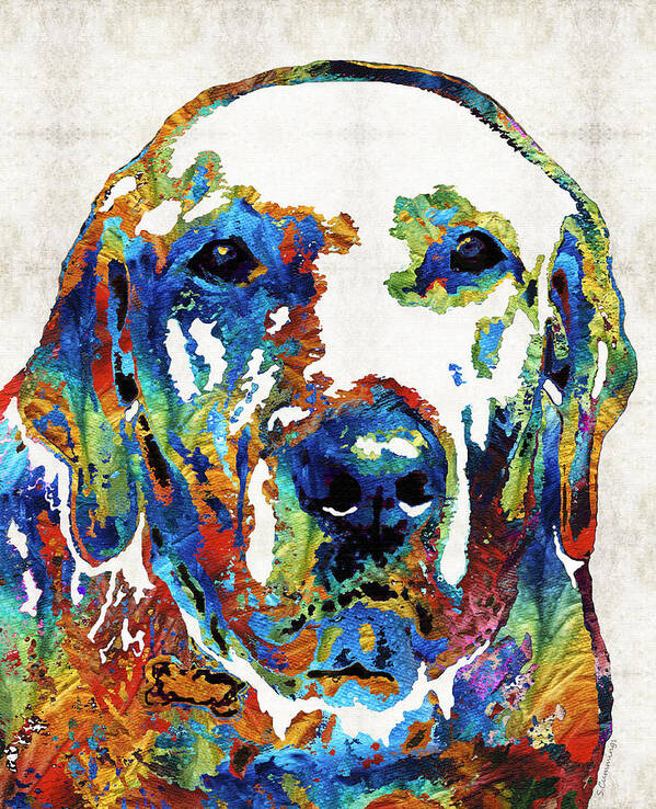 Labrador Retriever Poster featuring the painting Labrador Retriever Art - Play With Me - By Sharon Cummings by Sharon Cummings