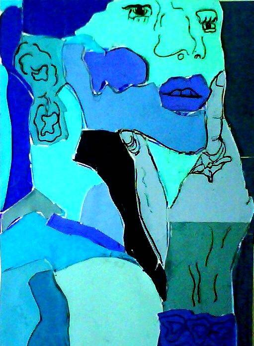 Lady Poster featuring the mixed media Lady in Blue by Suzanne Berthier