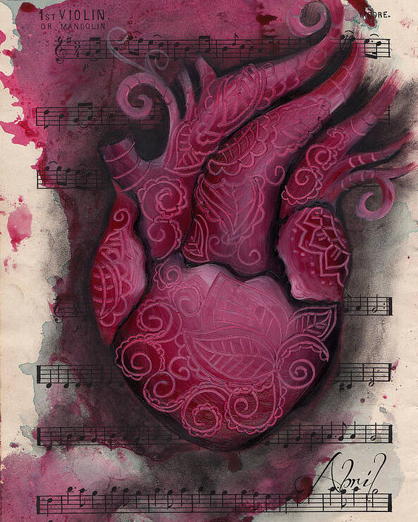 Human Heart Poster featuring the painting Last Summer Rose by Abril Andrade
