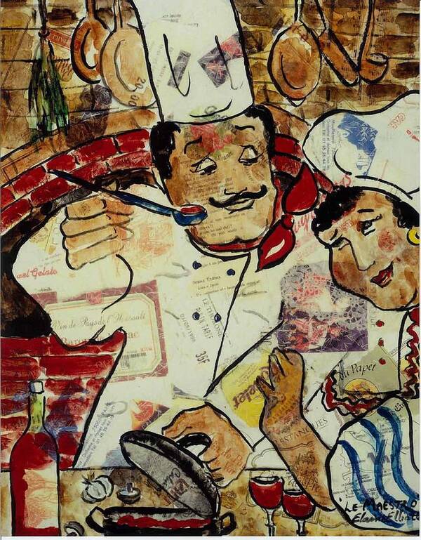 Chef Poster featuring the painting Le Maestro by Elaine Elliott