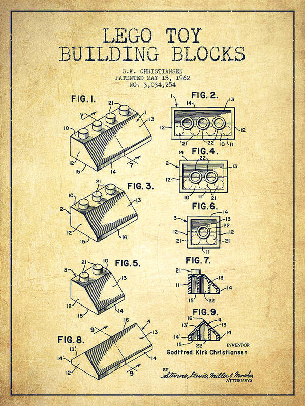 Toy Blocks Patent Vintage Poster by Aged - Fine Art America