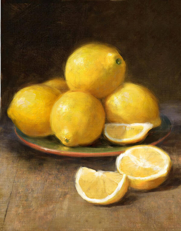 Lemons Poster featuring the painting Lemons by Robert Papp