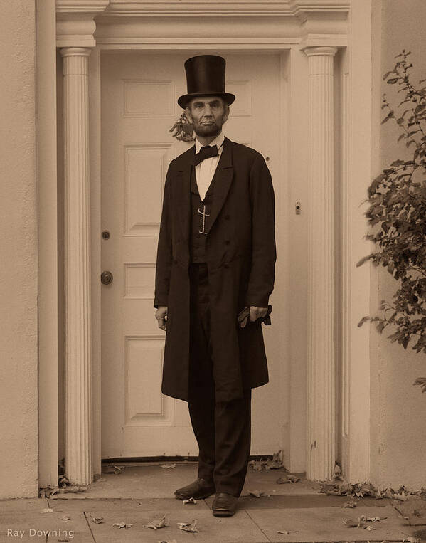 Abraham Lincoln Poster featuring the digital art Lincoln Leaving a Building by Ray Downing