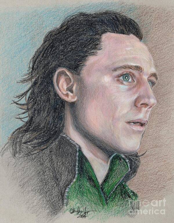 Loki Poster featuring the drawing Loki from the Avengers by Christine Jepsen