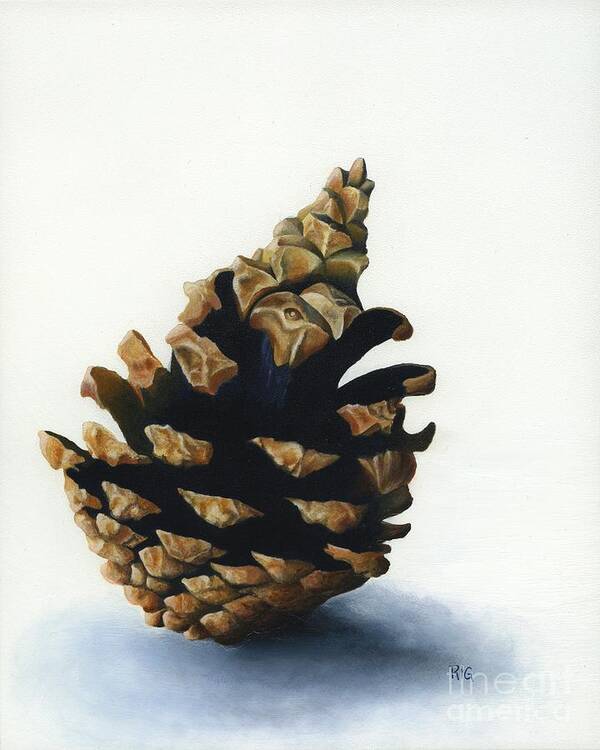 Pinecone Poster featuring the painting Lone Pinecone by Rosellen Westerhoff