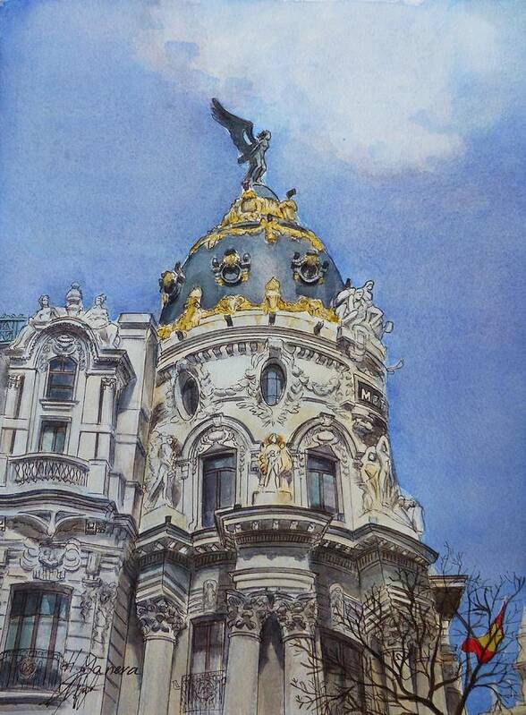 Architecture Poster featuring the painting Madrid by Henrieta Maneva