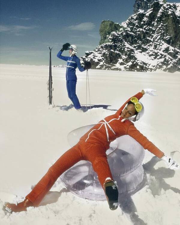 Fashion Poster featuring the photograph Marisa Berenson Wearing A Skiing Outfit by Arnaud de Rosnay