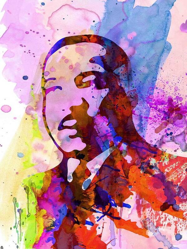 Martin Luther King Jr Poster featuring the painting Martin Luther King Jr Watercolor by Naxart Studio