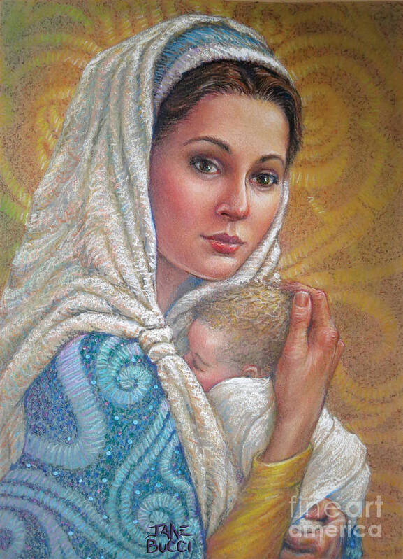 Christmas Poster featuring the pastel Mary Did You Know  by Jane Bucci