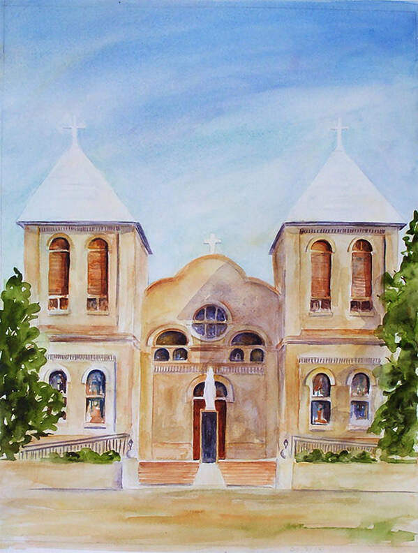 Church Poster featuring the painting Mesilla Church by Sally Quillin
